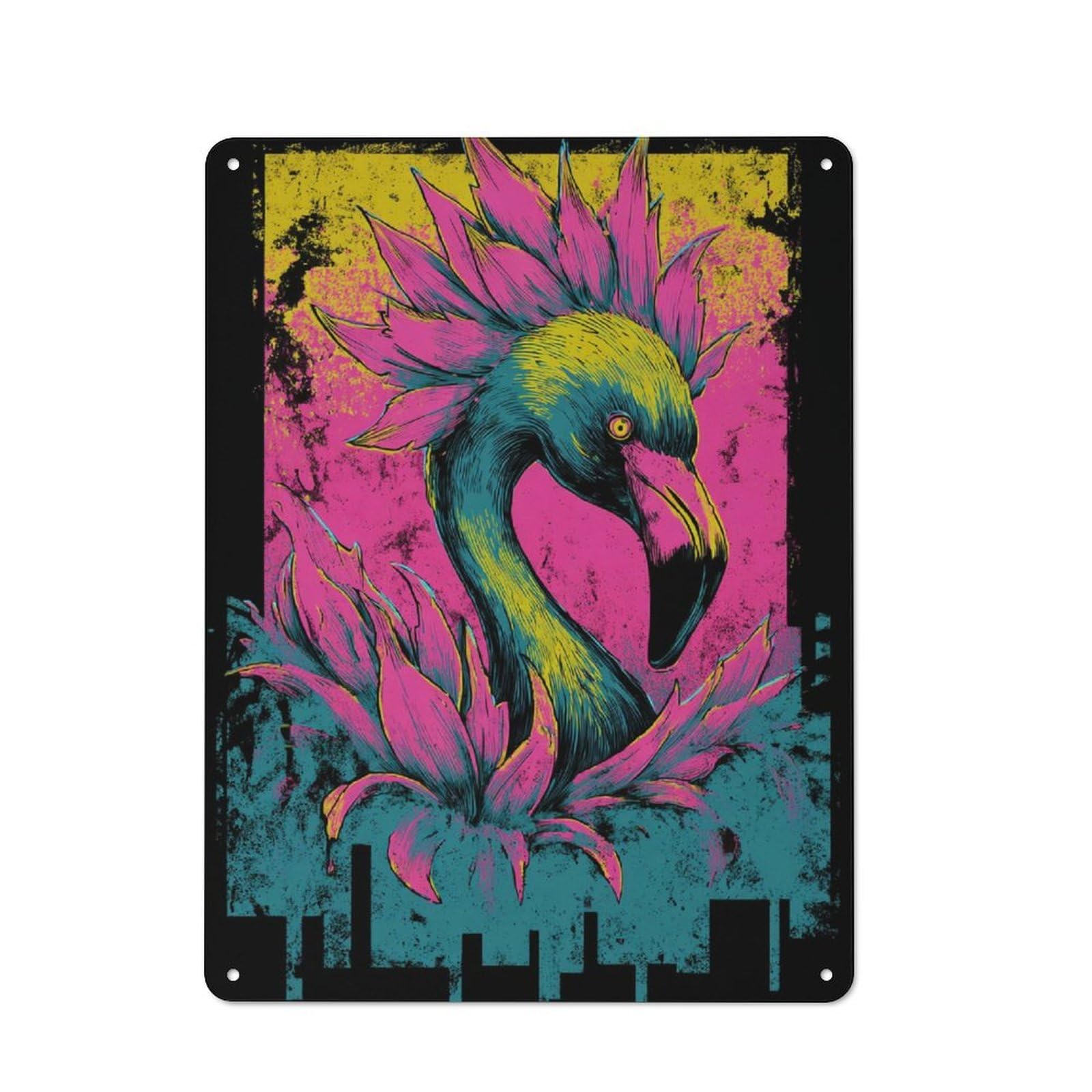 Junmoney Vibrant Flamingo Art Retro Metal Wall Sign 40X30cm With For Pub Or Café, A Housewarming Gift For Hospitality Wall Decor Collectors