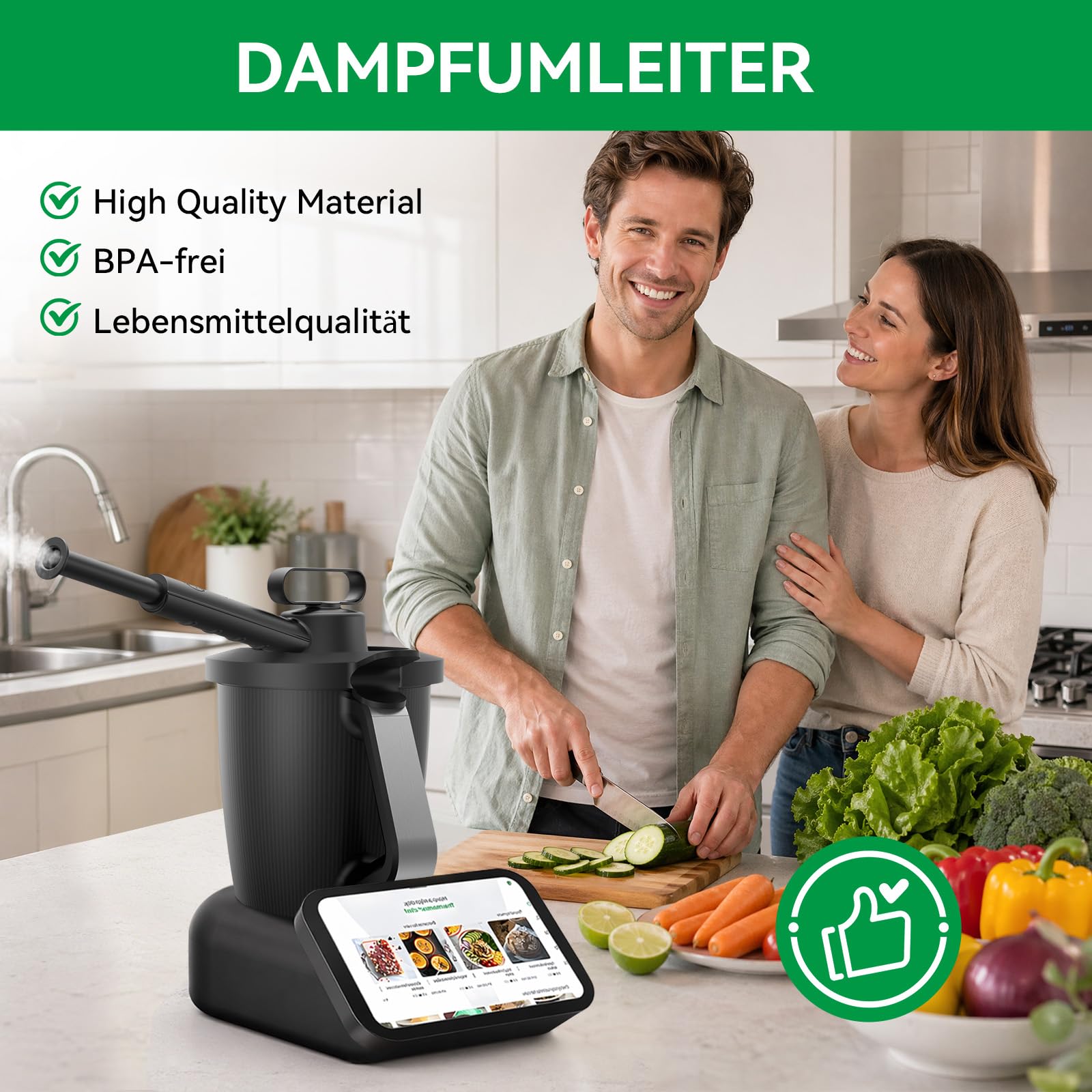 Deviatore Di Vapore Per Bimby TM7, Deviatore Di Vapore Per Proteggere I Pensili Della Cucina, Girevole A 360°, Extra Lungo, Accessorio Per Bimby TM7 Privo Di BPA, Lavabile In Lavastoviglie