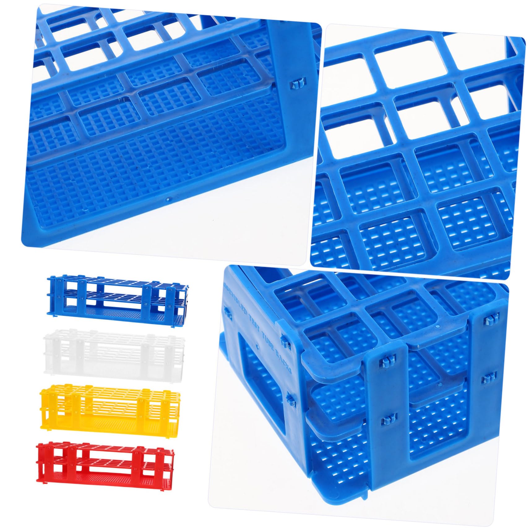 TOPBATHY 4pezzi Porta Provette Plastica per Laboratorio Supporto per Fiale di Campionamento Staccabile per Organizzazione di Campioni Chimici