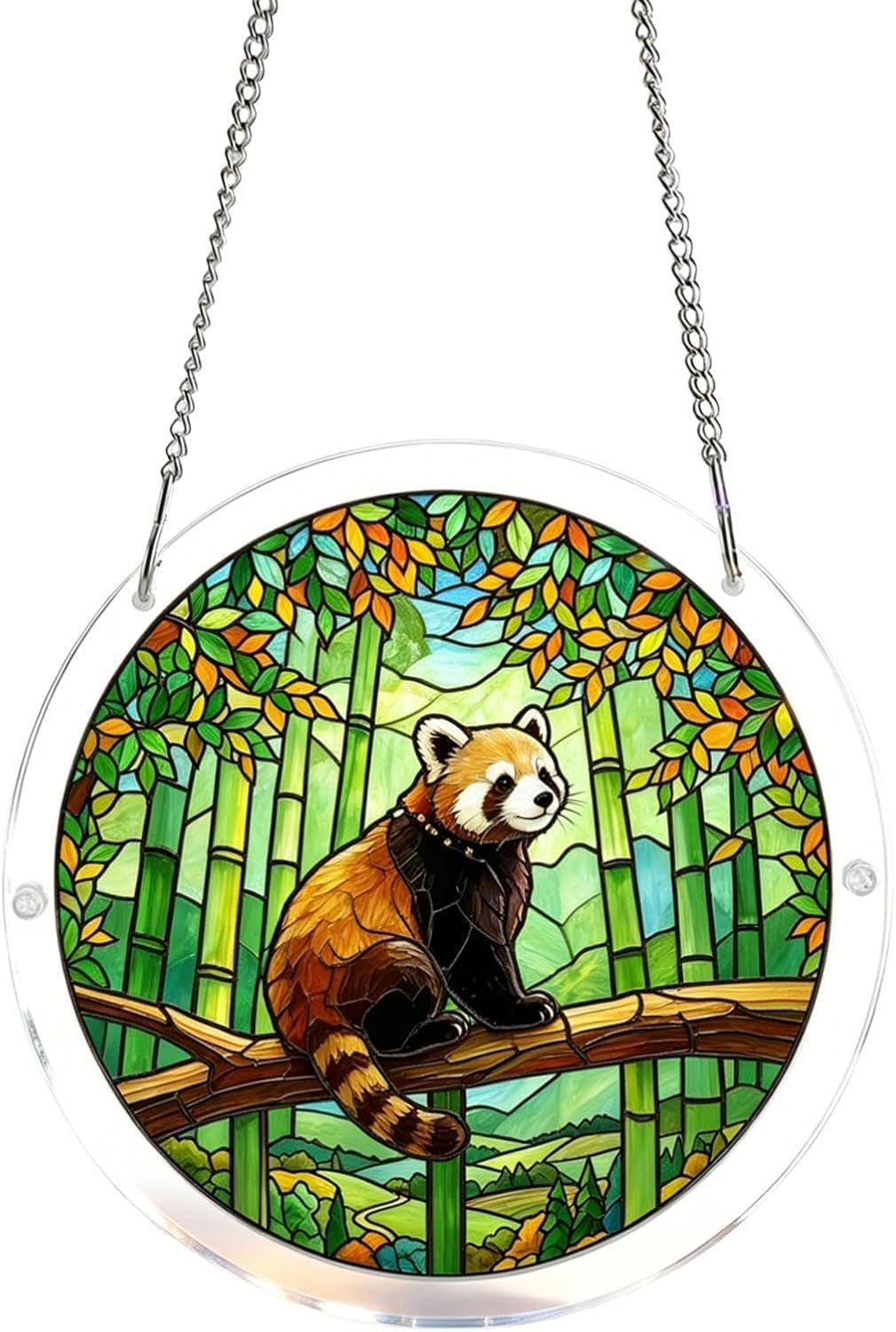 Red Panda Acrylic Jigsaw Puzzles Suncatcher, 8.2 Inch Window Hanging Suncatcher Acrylic Puzzle, DIY Home Decor Art Gift