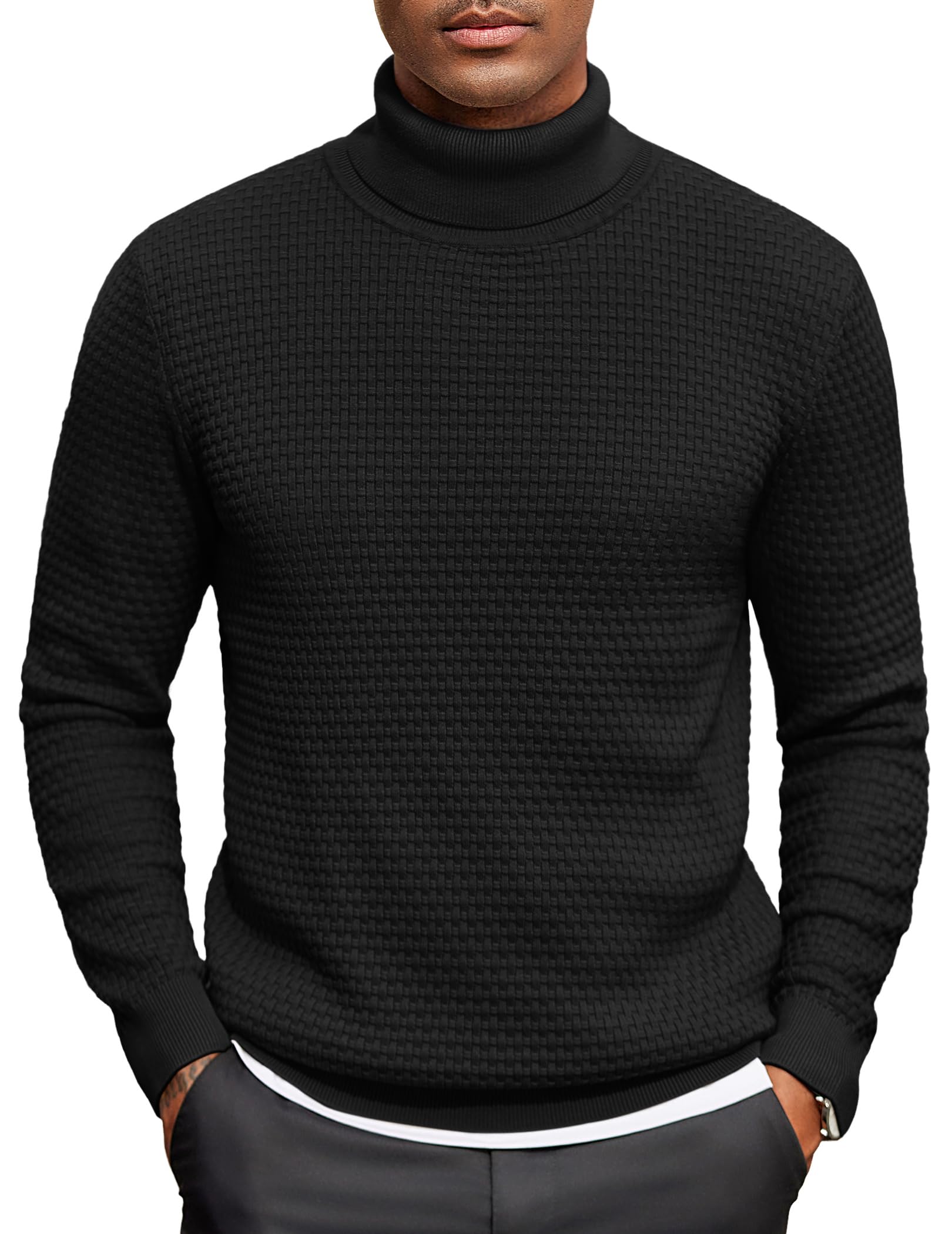 COOFANDY Herren Rollkragenpullover Winter Strickpullover | Feinstrick Rollkragenshirt Pulli Sweater