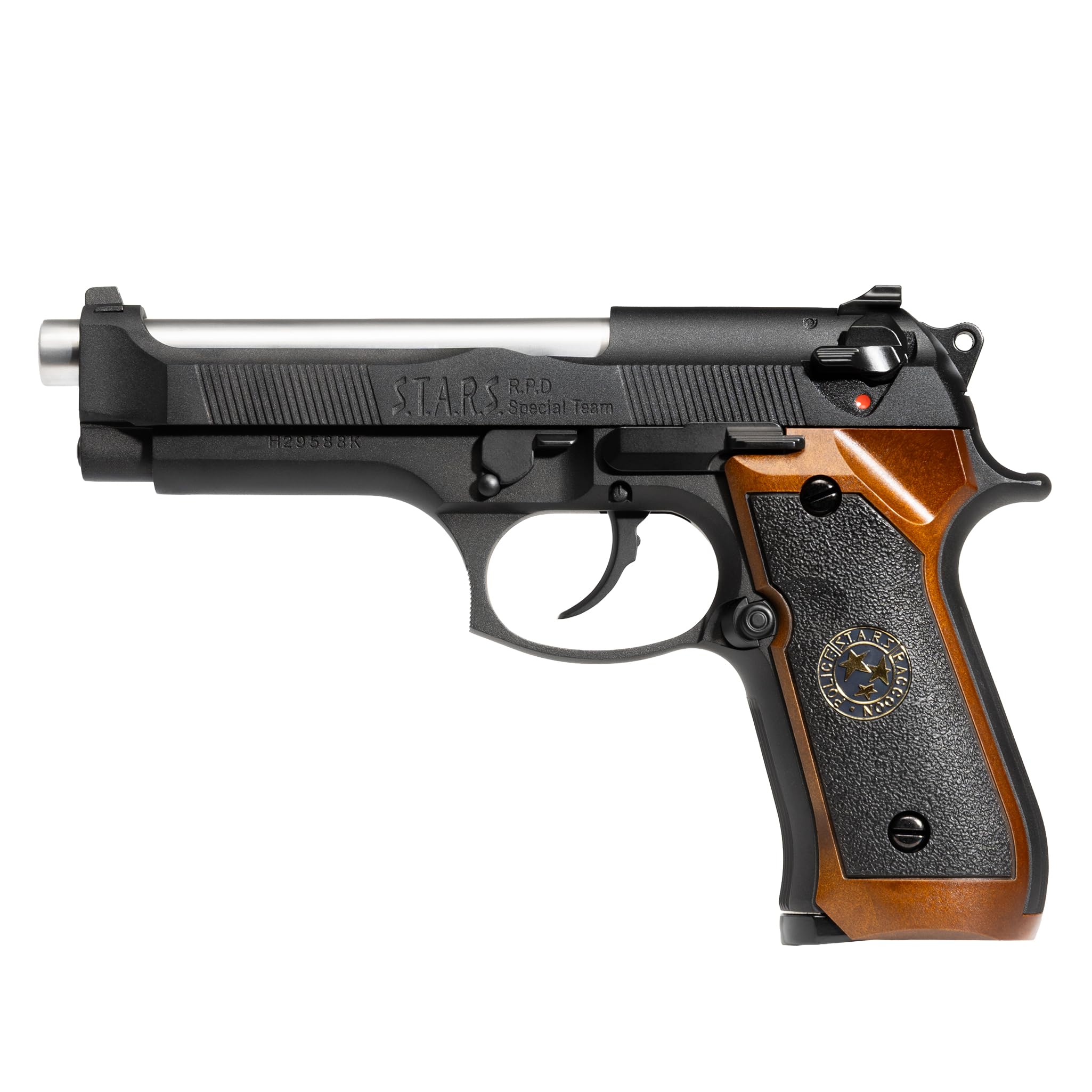Pistola gas scarrellante softair M92 full metal, POTENZA 0,9 JOULE, calibro 6mm, caricatore 27 colpi, hop-up regolabile, sicura/semi-auto, 220mm 950g