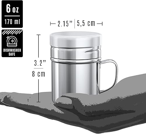 Miniatura 5 de CUSINIUM Cocteleras de dragado de sal y pimienta de acero inoxidable de 6 onzas, con tapa de plástico, con asa, paquete de 4