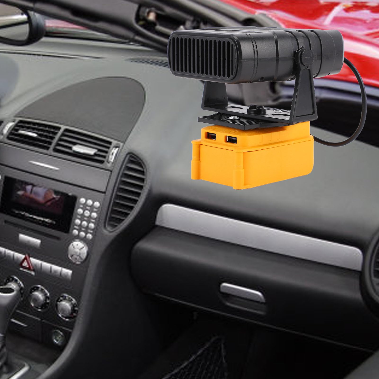 Stufa Elettrica Alimentata a Batteria, Piccola Stufa Elettrica Portatile Ricaricabile per Ufficio Camera Letto Campeggio All'aperto, 2 Uscite USB, 55-85 ℃ (senza Batteria)