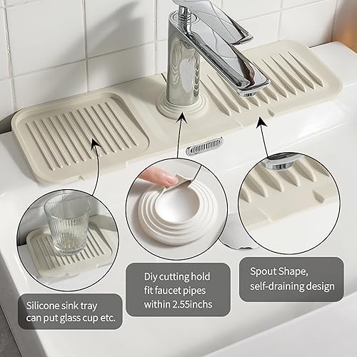 Miniatura 3 de Protector de salpicaduras mejorado para fregadero de cocina inclinado de 5, 14.6 x 5.5 pulgadas, protectores de fregadero para fregadero de cocina,