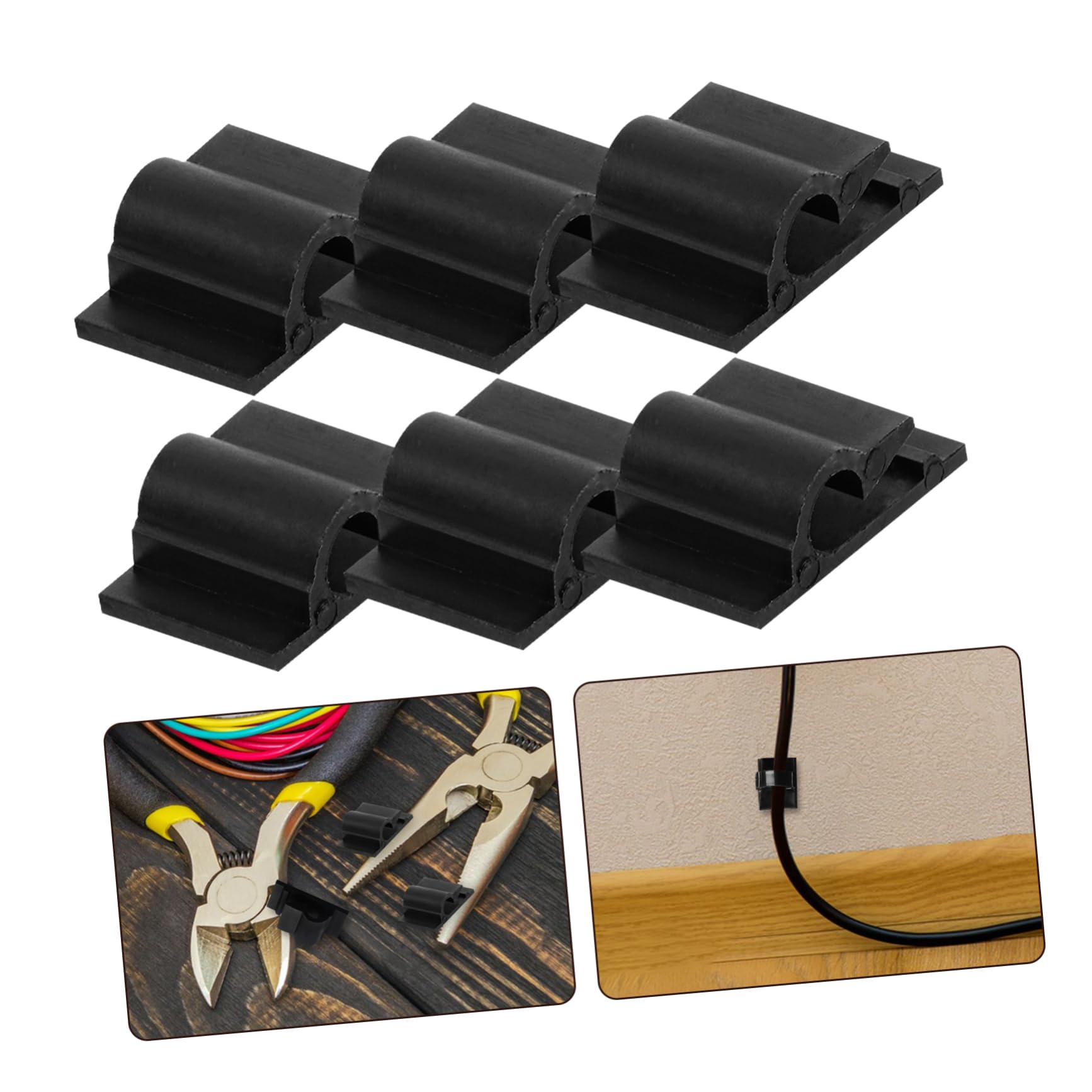 Clip Adesive per Cavi Autoaderenti 100 Pezzi in Pa66 Nero | Cavi Rete e Auricolari, Fissaggio Stabile, Bordi Levigati, Uso su Scrivania Casa e Ufficio