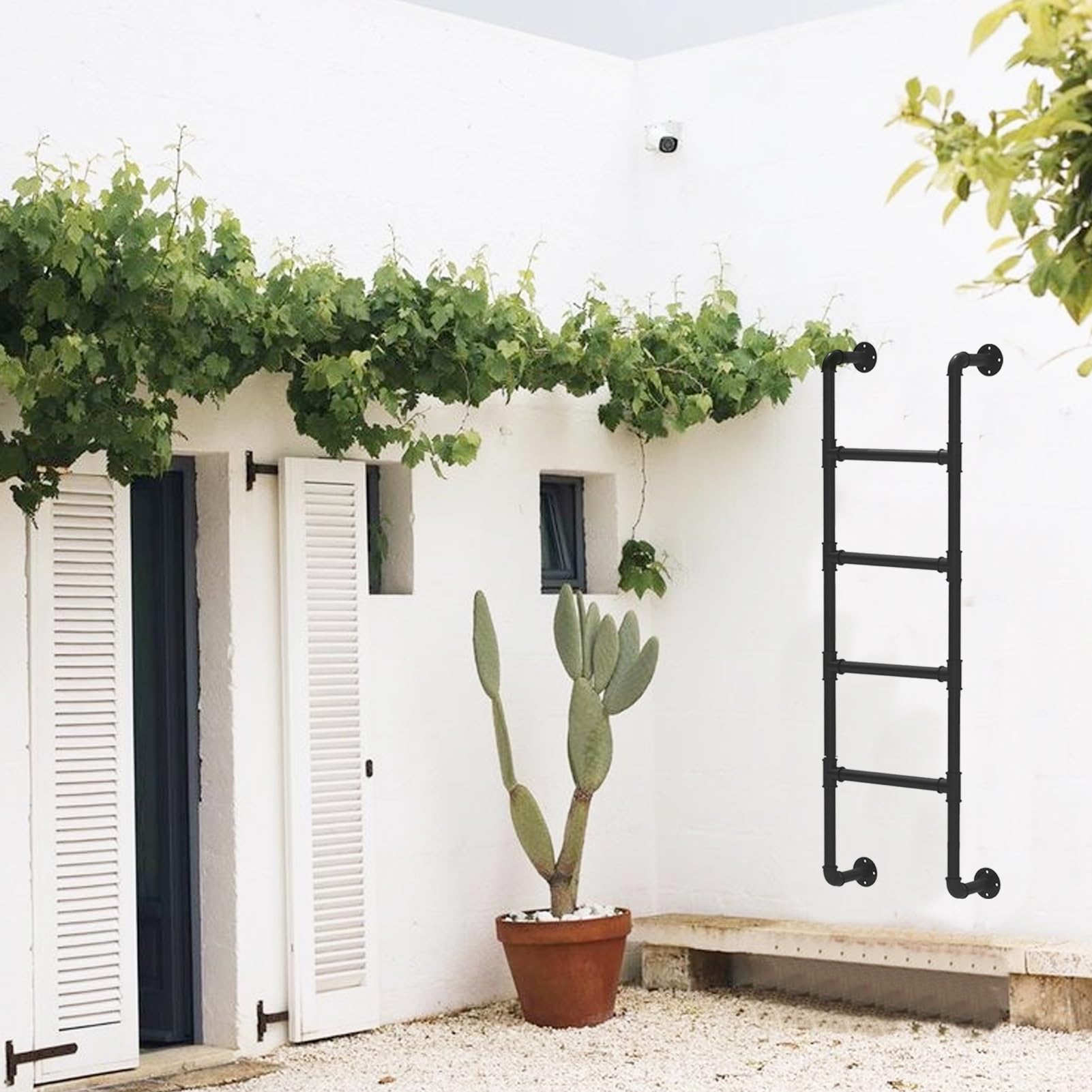 Escalera de tijera para ático y sótano con montaje en pared, extensible hasta 300 cm