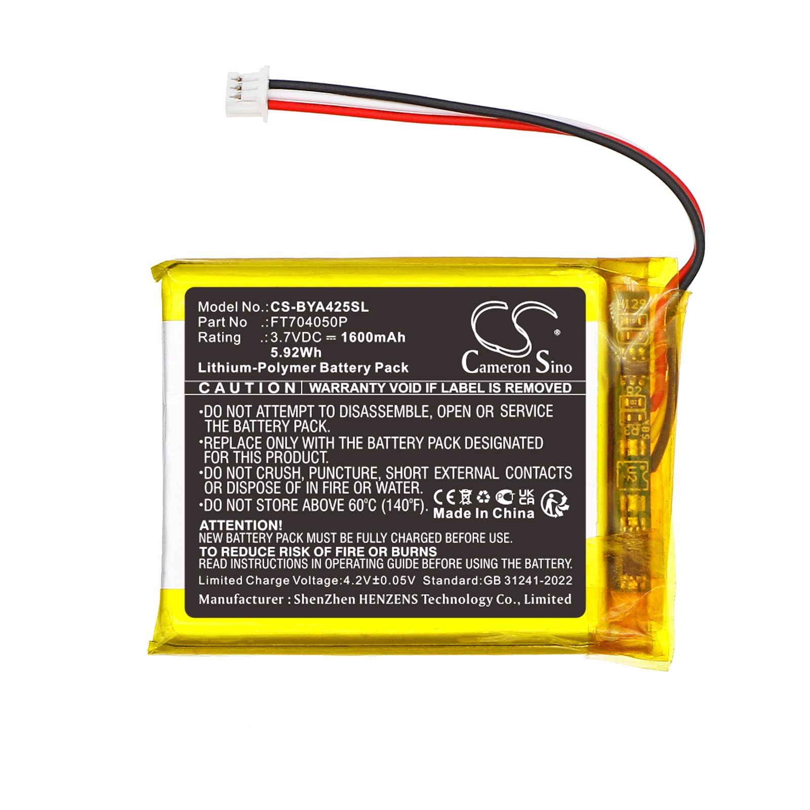TECHTEK Batterie 1600mAh Compatible avec [Babymoov] A014425, A014431, Babyphone Yoo Twist remplace FT704050P FBA