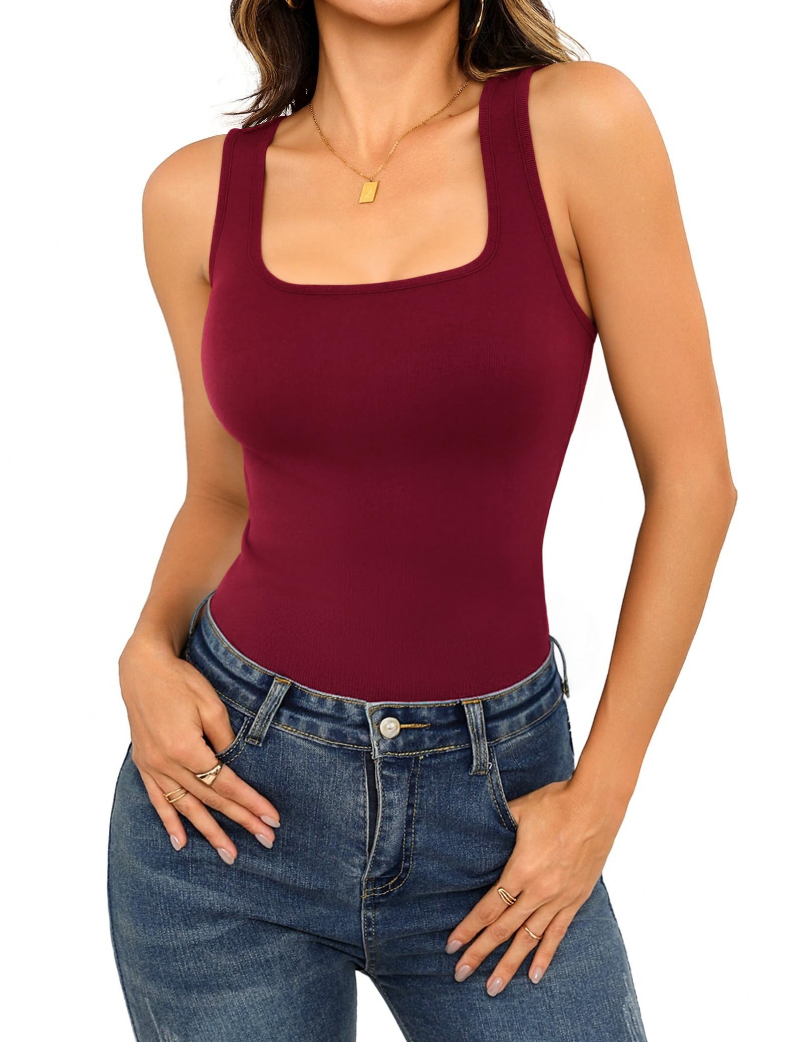 Aottori Thermo Unterhemd Damen Warme Basic Tank Top Eckigem Ausschnitt Elegant Thermoshirt Ärmellos Fleece Thermounterwäsche Winter Stretch Thermohemd Baumwolle Unterwäsche für Alltag