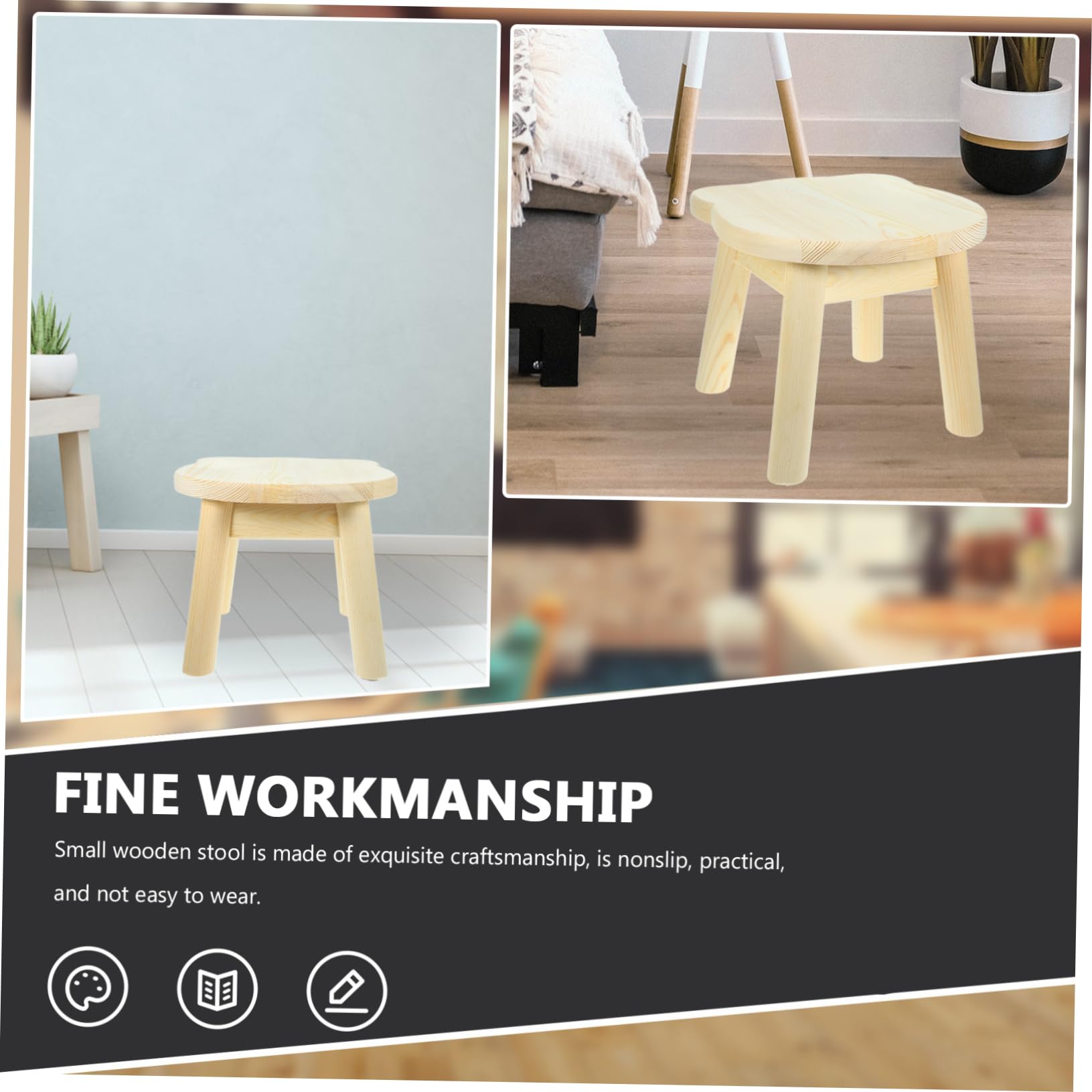 Unomor Stool Non Slip Small Stool for Indoor Step Stool Cartoon Design for Bedroom Bathroom and Kitchen Use