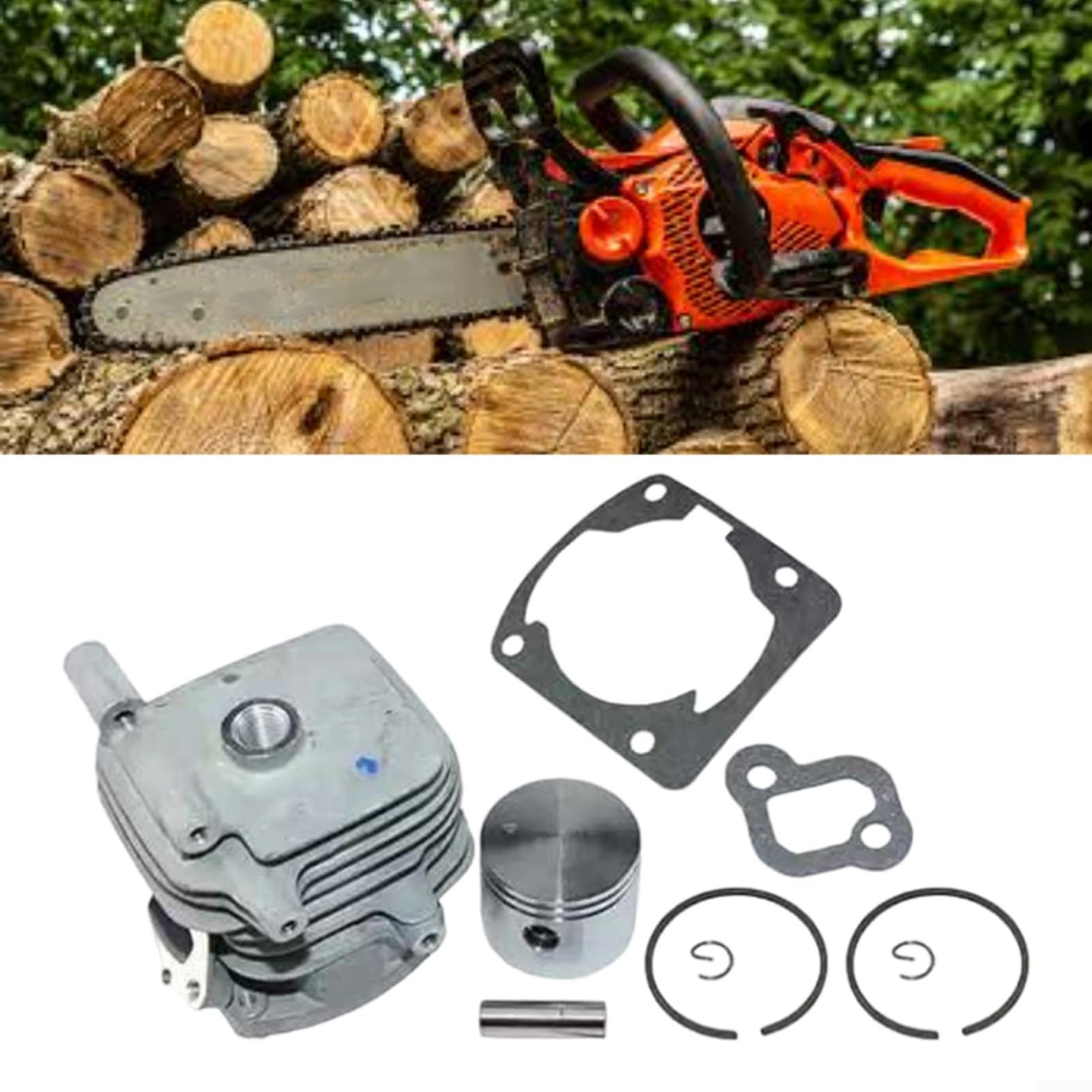 Kit di Riparazione Cilindro E Pistone Con 2 Guarnizioni In Metallo Per Sega Echo CS-2511/CS-2511P/CS-2511PN/CS-2511T/CS-2511TN/CS-2511TES