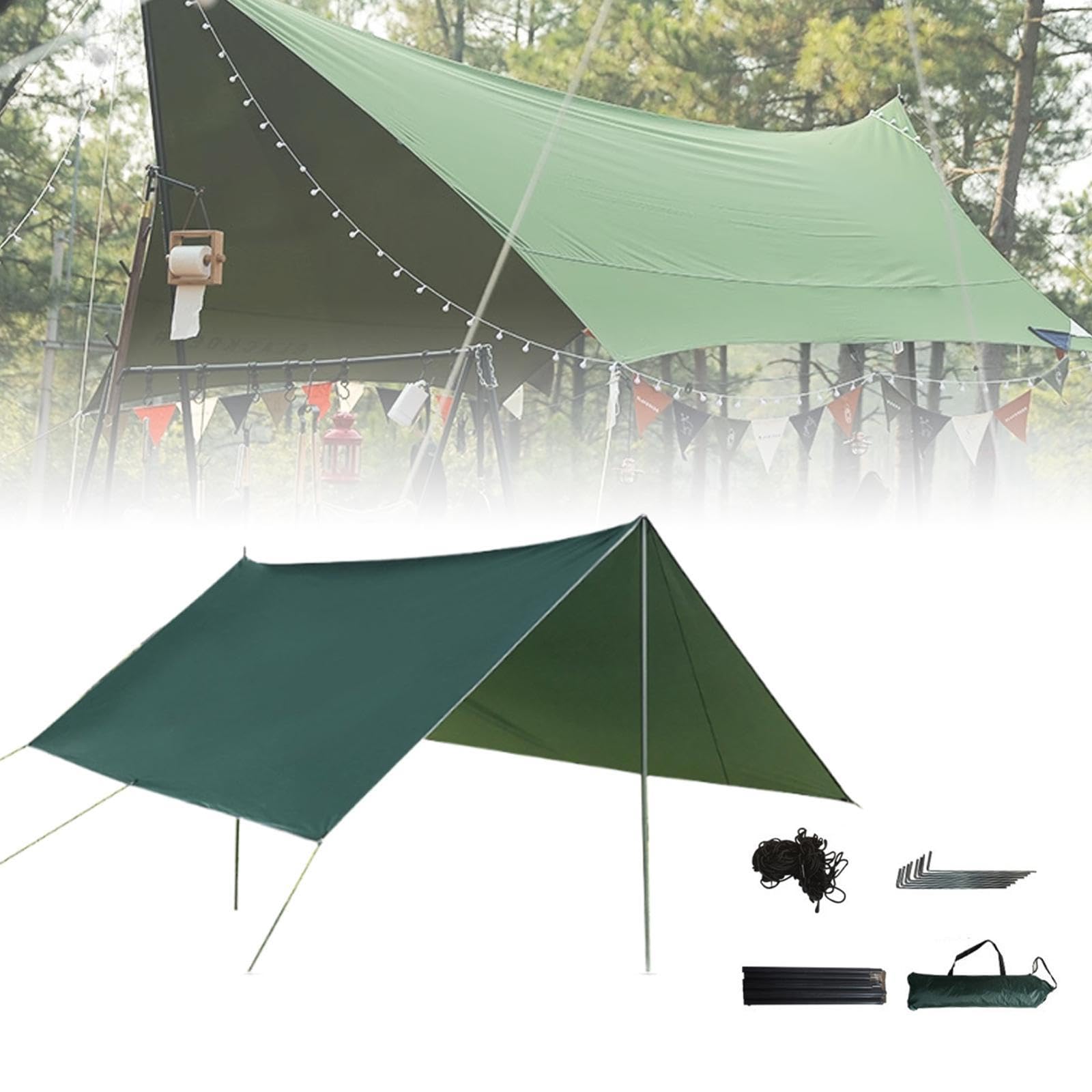QSTDGVPW Camping Hammock Canopy Square Premium Rainfly Cover Waterproof Tent Hammock Rainfly for Picnic Backpacking Hiking Survival
