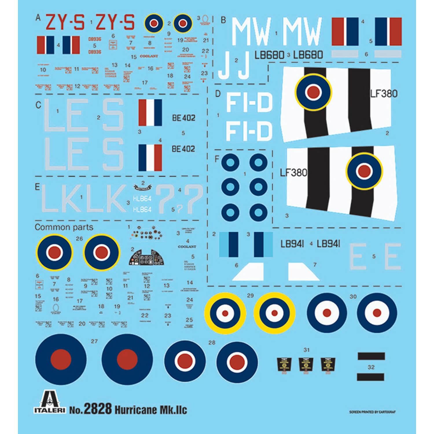 Italeri 2828 1:48 Hurricane Mk.II C Model Building Kit, Standing Model Building, Crafts, Hobby, Gluing, Plastic Kit, Detailed, Grey - Image 3