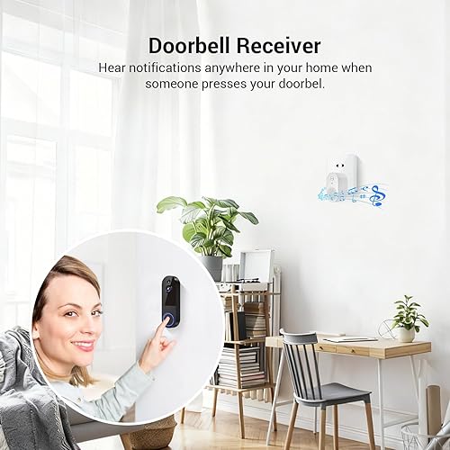 Miniatura 3 de Cámara de timbre de video inalámbrica, cámara de vigilancia inteligente para exteriores, vista en vivo, visión nocturna, audio bidireccional,