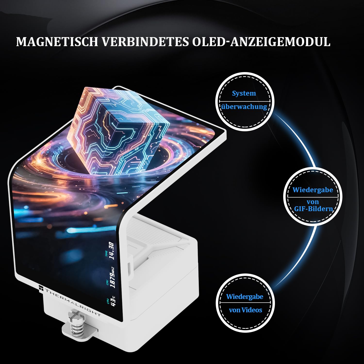 Thermalright Levita Vision 360 ARGB White - Ventola di raffreddamento per CPU AIO, ventola senza fili, schermo curvo con risoluzione di 2400 x 1080, per AM4/AM5, Intel LGA1851/1700, schermo 3D da 6,67
