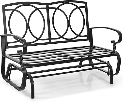 Miniatura 9 de Tangkula Silla deslizadora de columpio para exteriores, banco deslizador de patio para 2 personas, sofá biplaza mecedora al aire libre con marco de