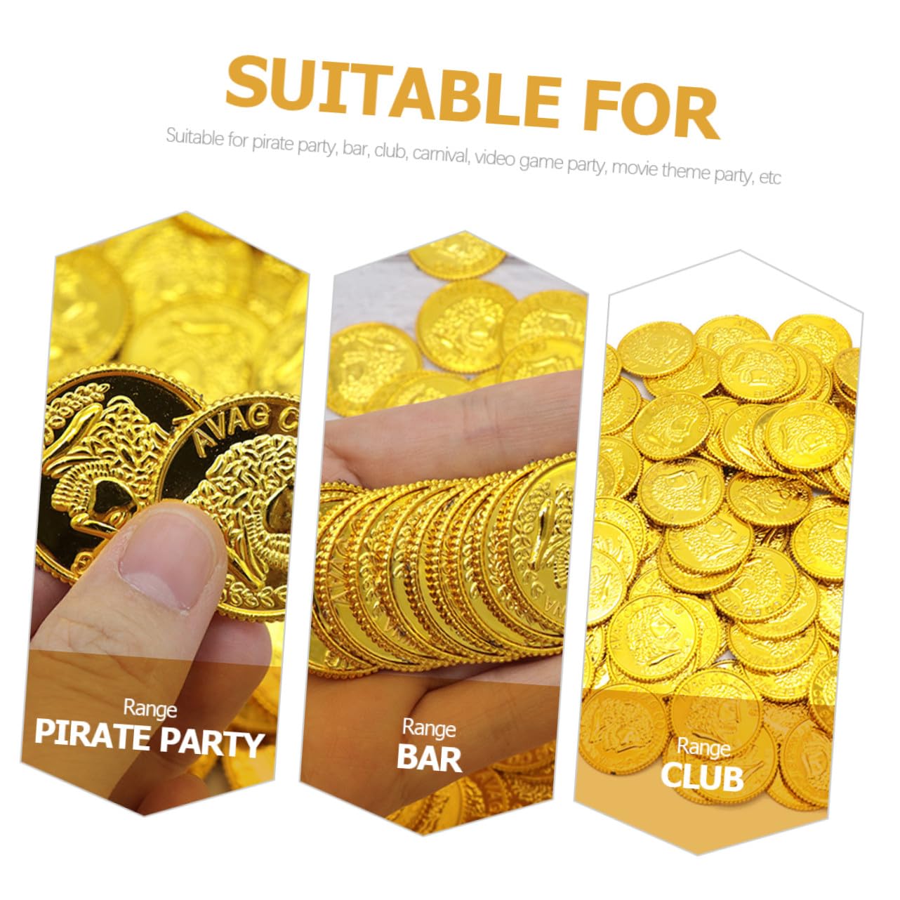 Pièces de Monnaie en Plastique 300pcs pour Trésor Pirate Ambiance Halloween
