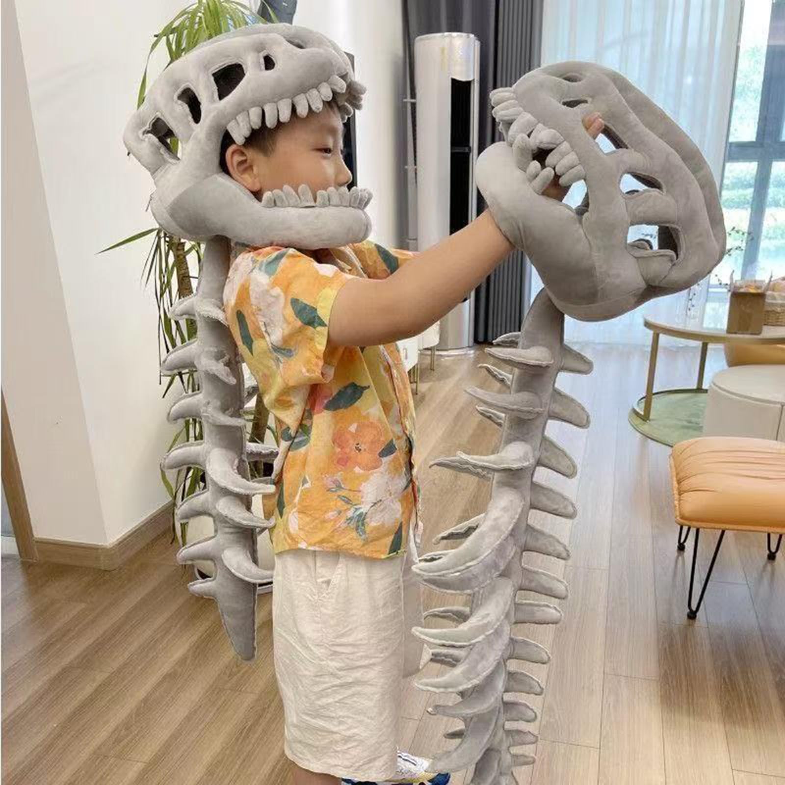 Kostium szkieletu dinozaura 3D na Halloween, realistyczne nakrycie głowy dinozaura (90 cm)