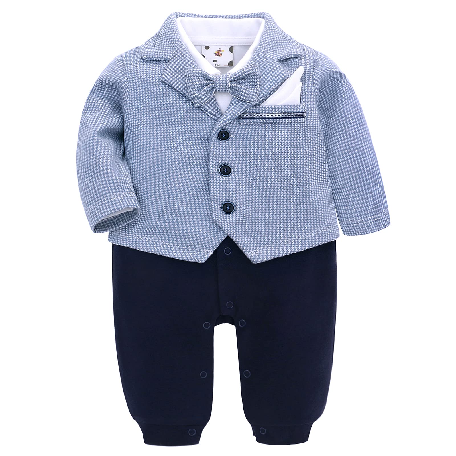 famuka Bébé garçon Smokings Costumes et Vestons Costume de fête Veste de Smoking bébé garçon baptême Mariage séance Photo (Bleu, 18M)