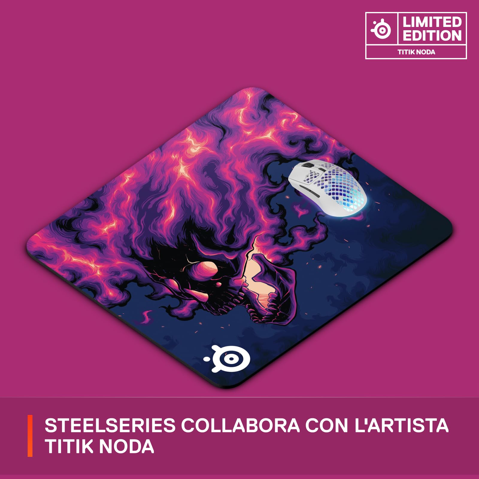 SteelSeries QcK, Tappetino per mouse da gioco - Edizione limitata in collaborazione con un artista - Titik Noda - Base in gomma antiscivolo -Tracciamento e stabilità ottimali -Ottimizzato per i giochi