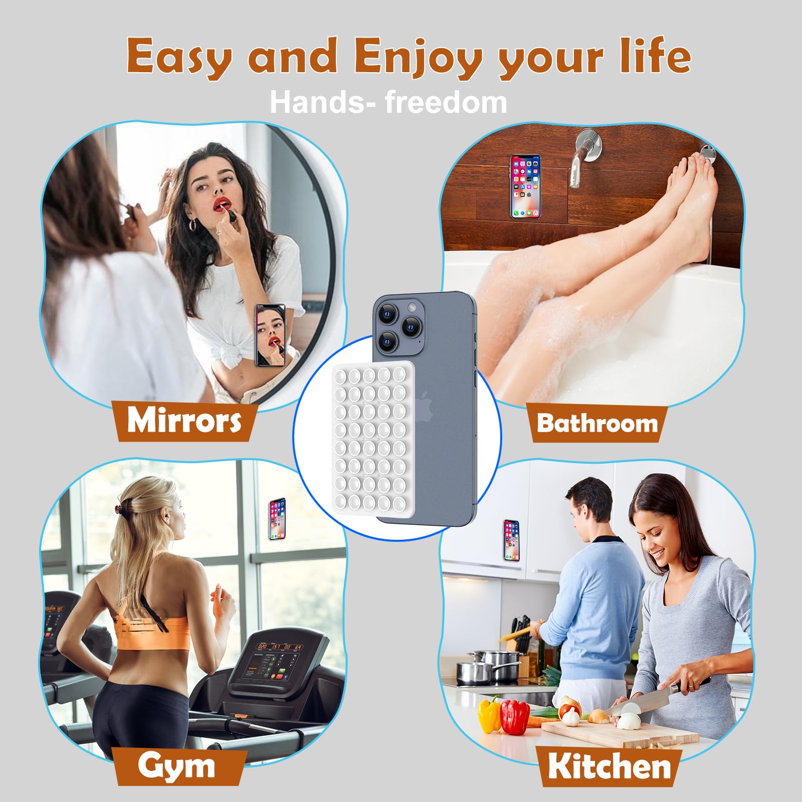 Leeneen Silicon Tablet Stand With Suction Cup,Hands-Free Fidget Toy Mirror Shower Phone Holder,Tiktok Videos And Selfies.for All IPad Size 5.4"*8.3" ( Black