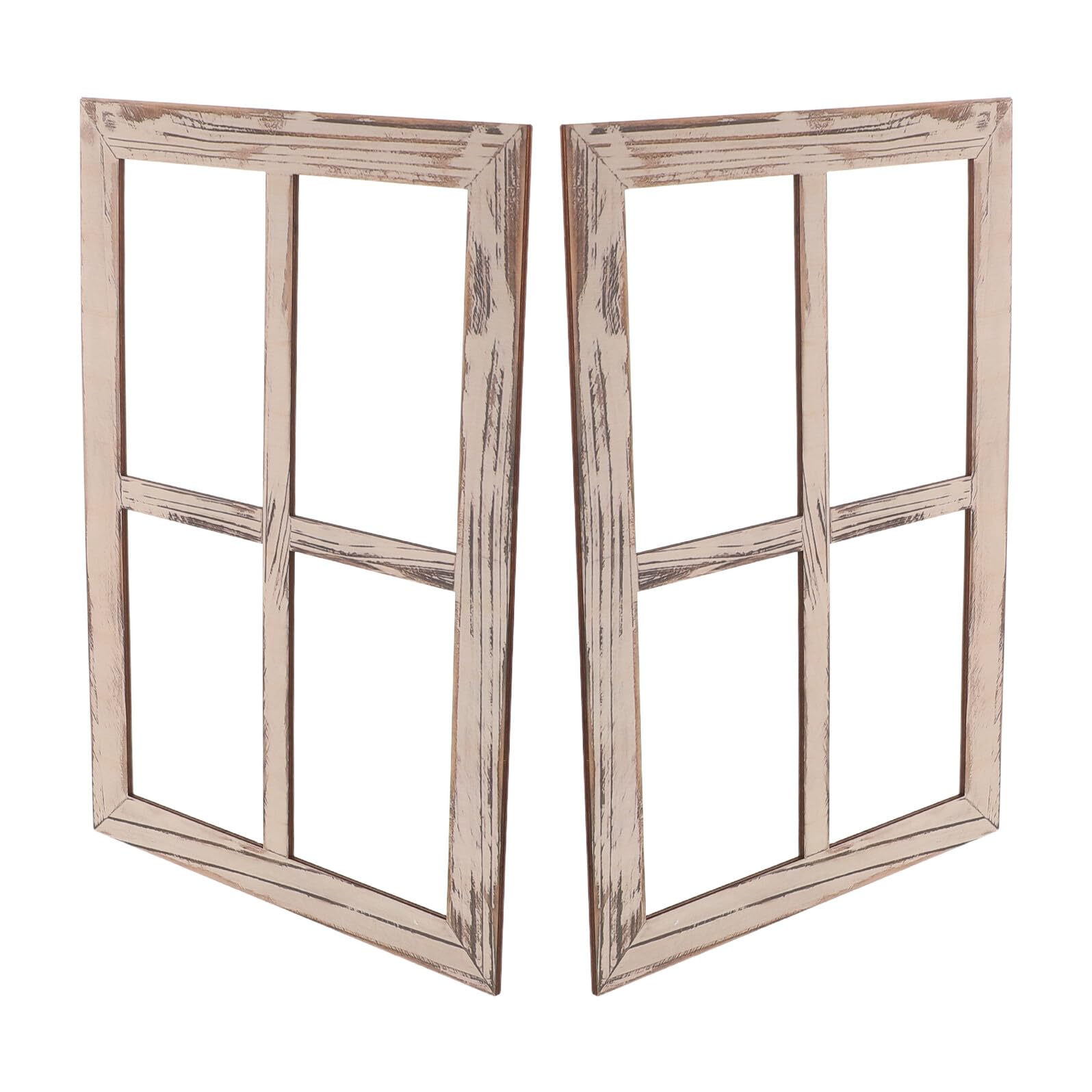 2 Stück Holzimitat Fensterdekoration im Landhausstil Rustikal | Holz, Vintage Optik, Lichtsteuerung und Montage Design, für Landhausküche und Wohnzimmer