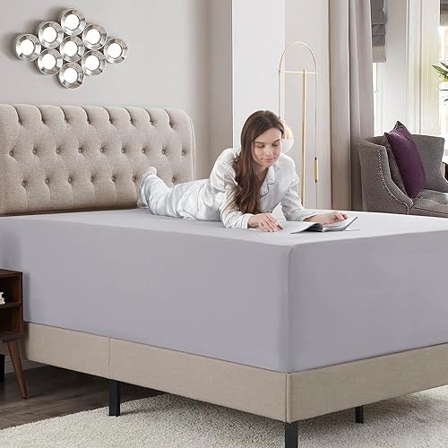 Miniatura 9 de Empyrean - Sábana bajera de bolsillo extraprofundo, suave, para colchones de 18 a 24pulgadas, de lujo, con correas en las esquinas, tamaño King,