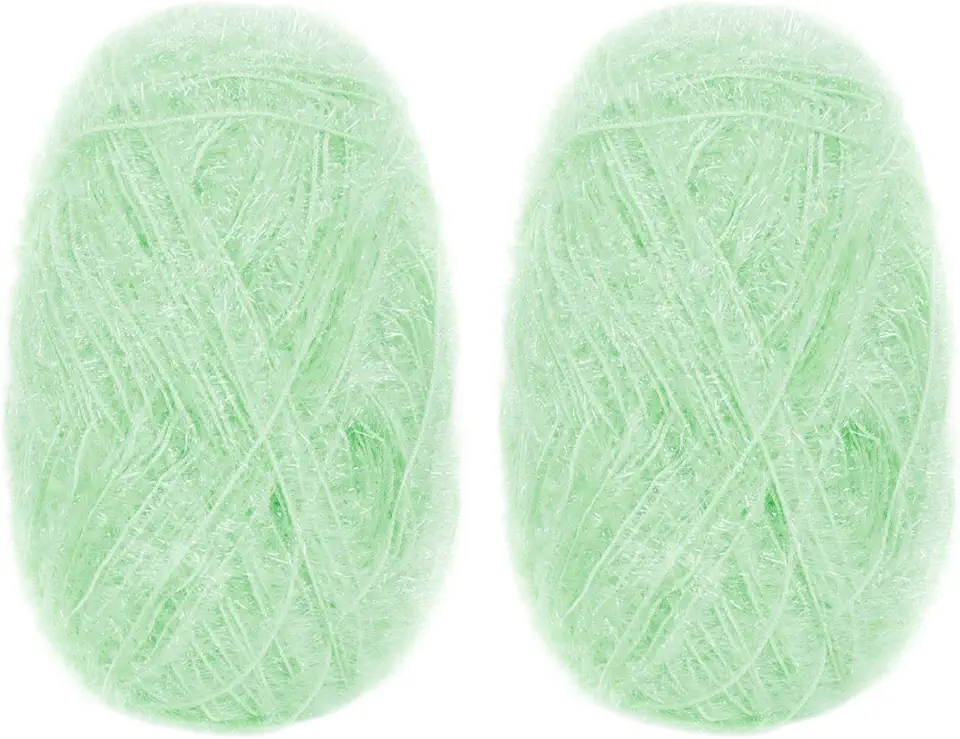 CAMAL Fio de poliéster para panos de prato para suprimentos de crochê, fio de tricô colorido brilhante para panos de prato, artesanato DIY, 2 pacotes 109 jardas por novelo (verde claro)