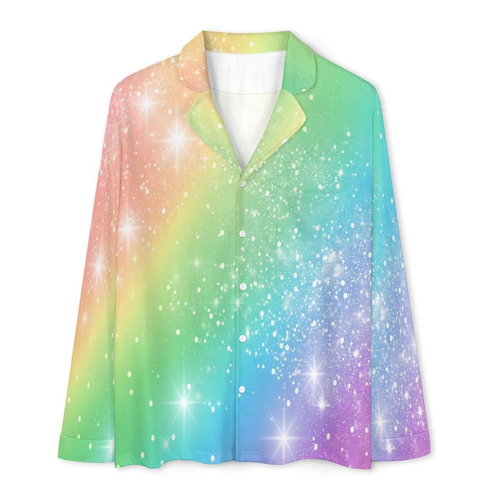 OLEETS Completo Pigiama da Uomo 2 Pezzi - Cielo Stellato Colorato Pigiama Invernale Casual Morbido da Notte Completo con Top E Pantaloni A Maniche Lunghe 2 Pezzi Pigiama Largo