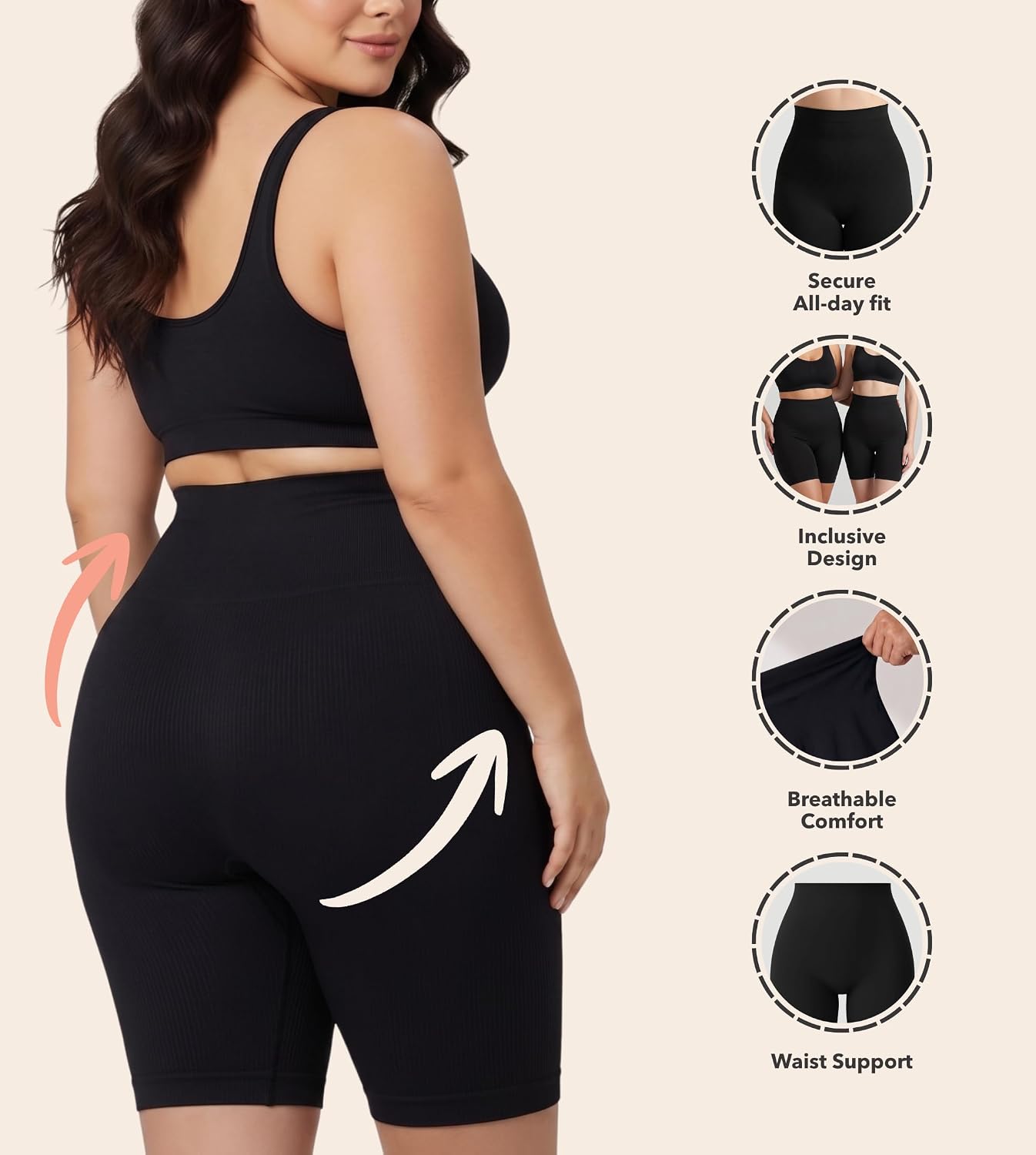 Conturve Shapewear for Women - High-Waisted Shapewear Tummy Control Shorts, Thigh Slimmer, Underwear for Women