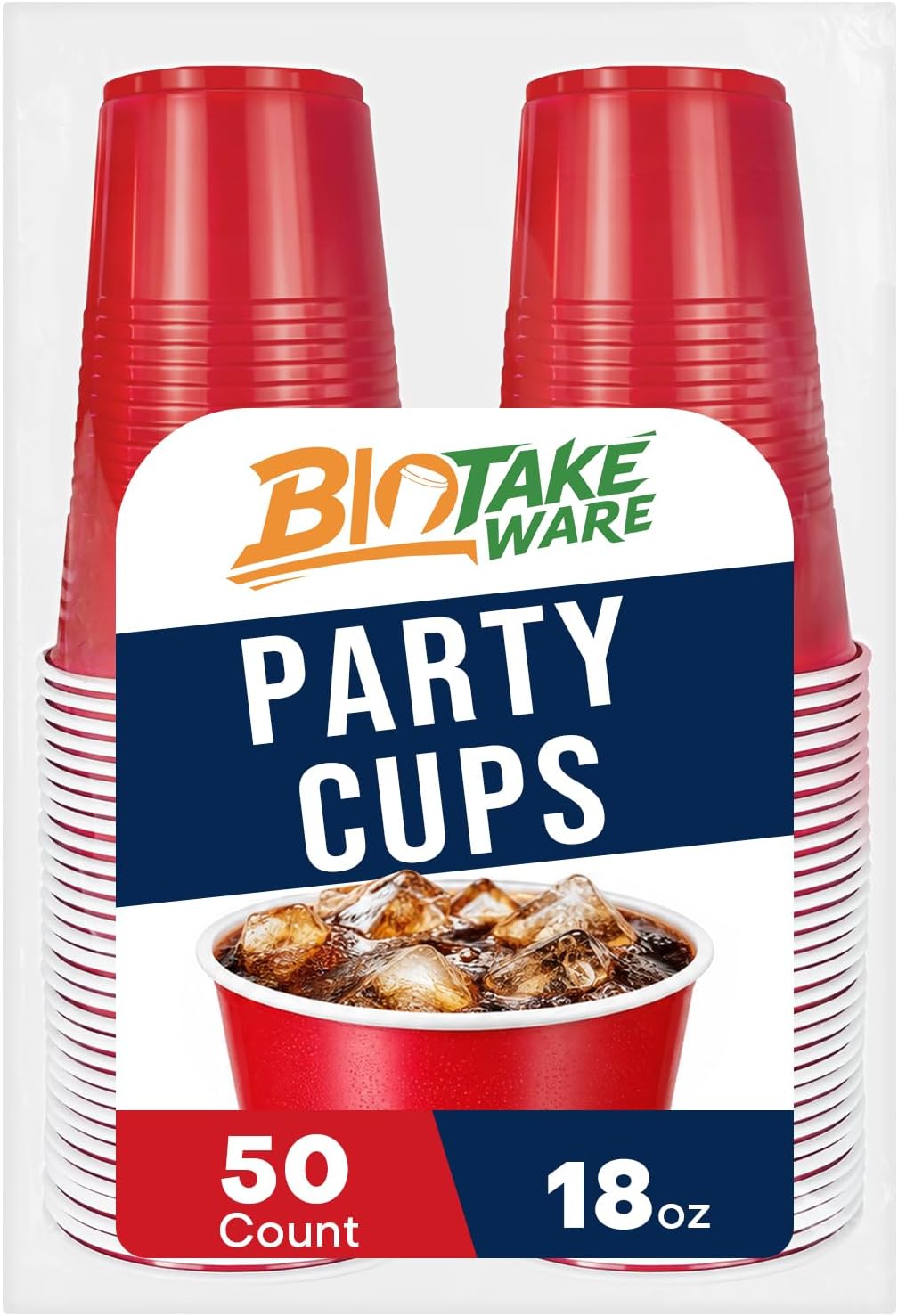 Disposable Cups, 50 Count 18 Oz BPA Free Plastic Cups, Perfect for Birthday, Picnic, Indoor and Outdoor Event, Stackable, Reusable, Disposable Round Beverage Drinking Cups