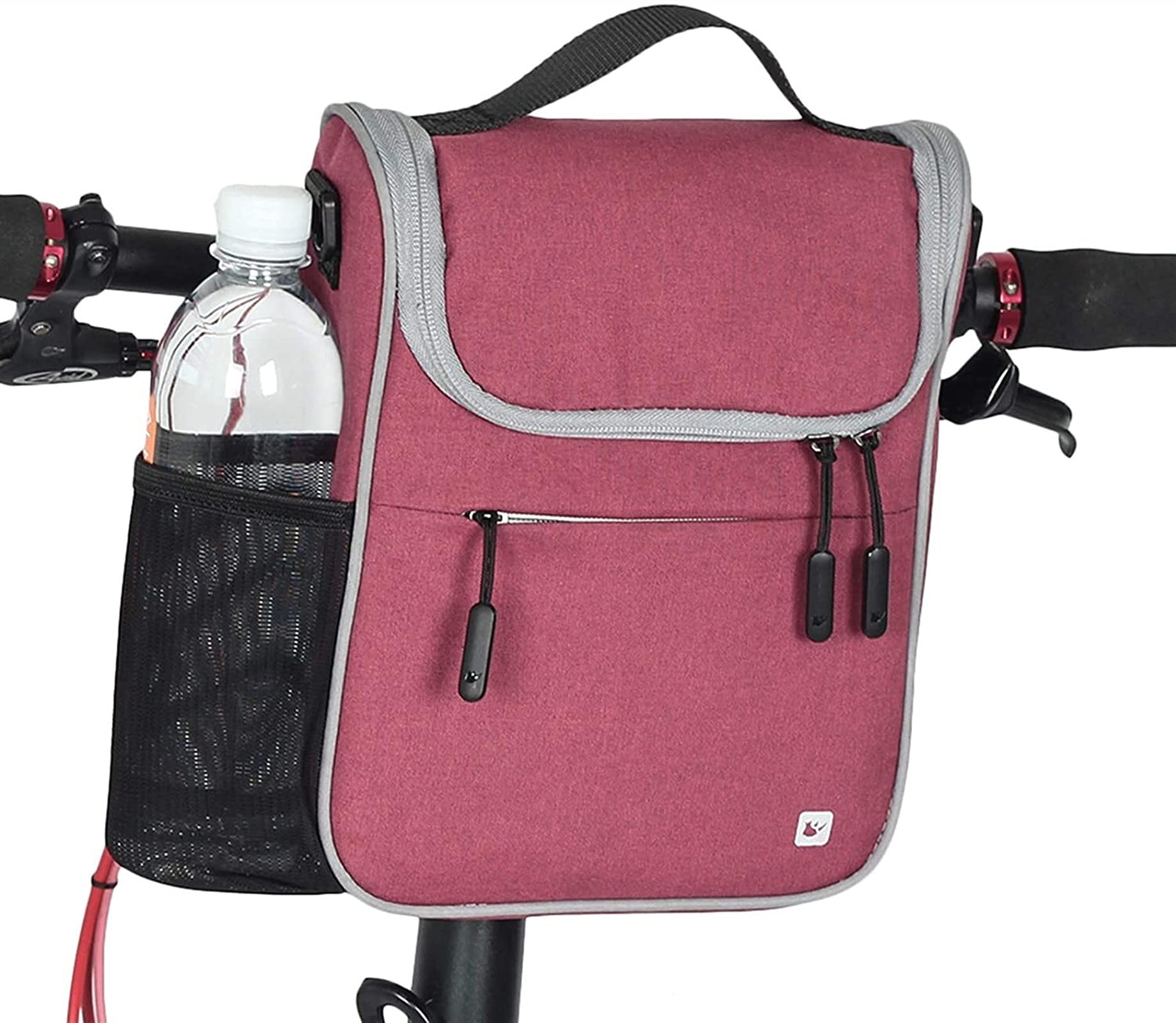 torba rowerowa, Torba rowerowa przednia, duża pojemność, wielofunkcyjna torba na przedni uchwyt, składany rower, elektryczny(Red)