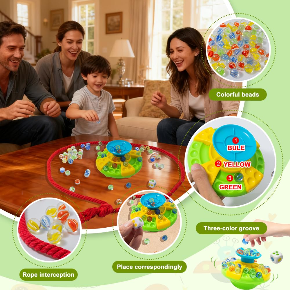 OUPADOS Three-Tier Marble Balance Toy Wobble Marble Balance Stacking Game with 60 Exciting Colorful Glass Marbles - Image 3