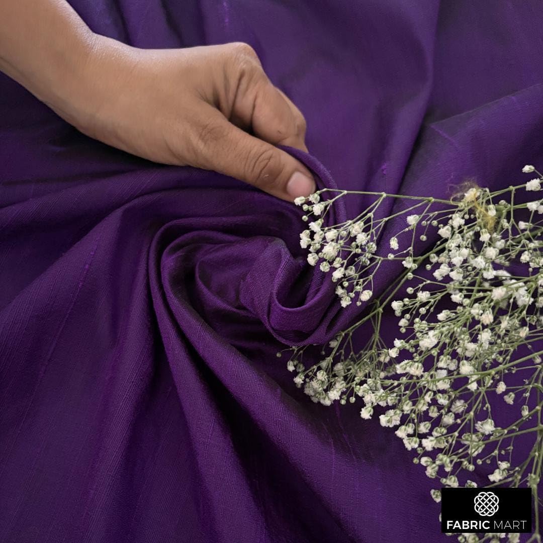 Fabric Mart Direct Purple Silk Dupioni Fabric By The Yard, 4 Continuous Yards 41 inches Width Slubbed Dupioni Silk Solid Color Purple Combination Fabric, Wholesale Combination Upholstery