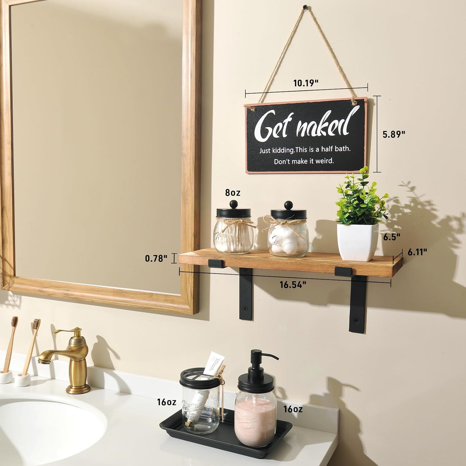 SheeChung 8Pcs Complete Bathroom Accessories Set & SheeChung 2 Pack of 12 Oz. Qtip Dispenser Apothecary Jars Bathroom with Labels