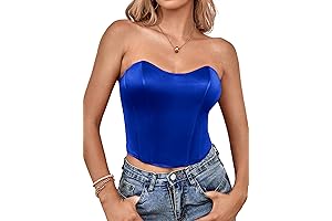 Women's Sexy Satin Sweetheart Neck Crop Tube Top Strapless Bustier Cami Back...