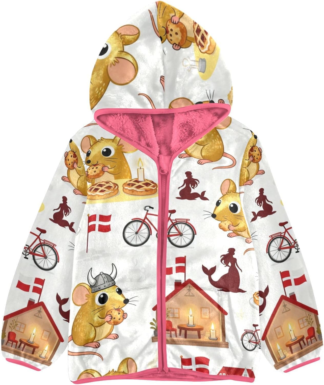 GuoChe animal Daily Life Toddler Fleece Jacket with Hood Plush Lined Baby Coat