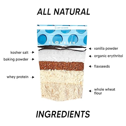 Miniatura 2 de Flourish - Mezcla de proteínas para panqueques y waffles, aislado de proteína de suero y semillas de lino, sin OMG, sin azúcar añadido,