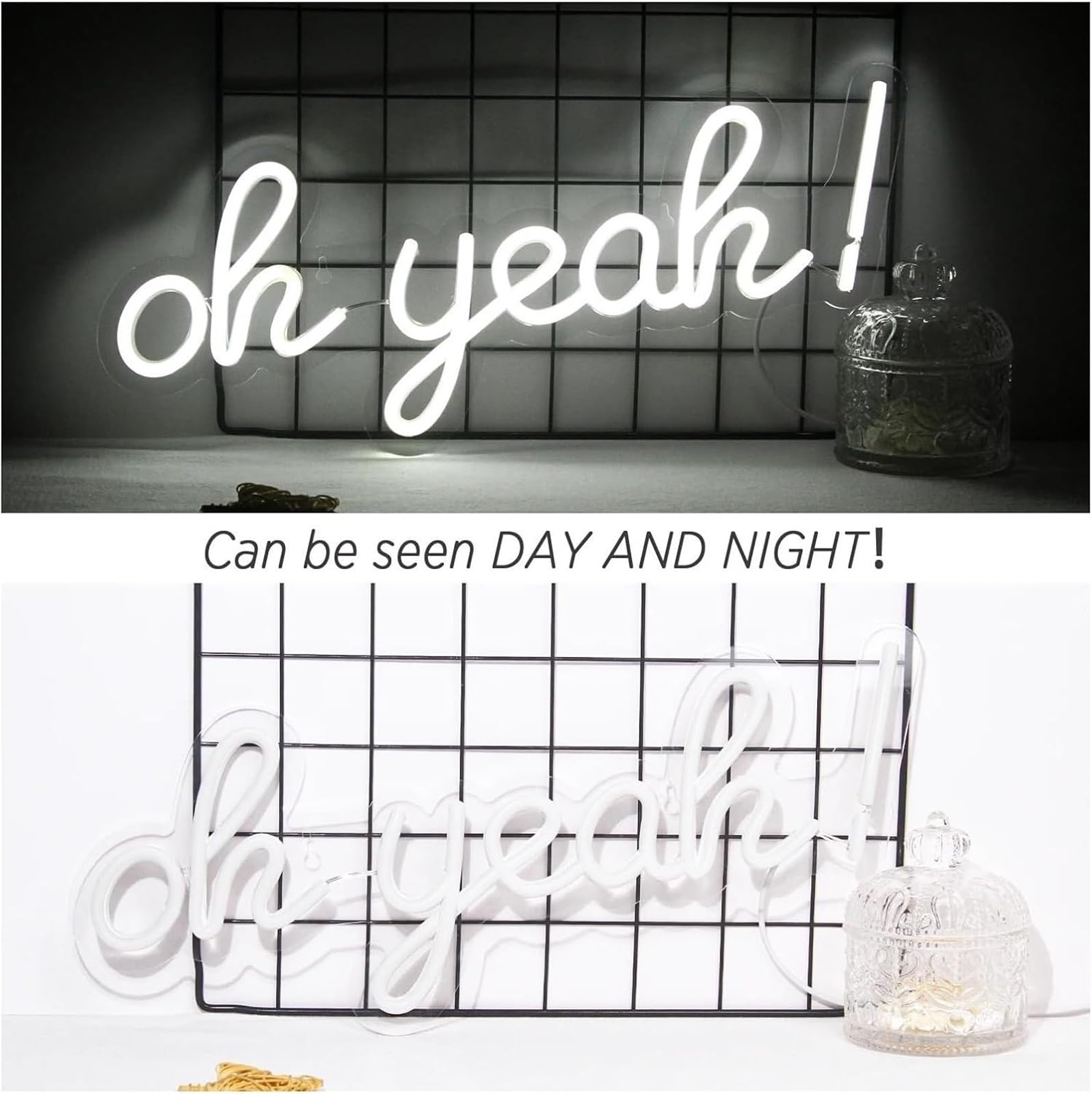 "Oh Yeah" Decoración de pared neón LED para habitación, momento juego