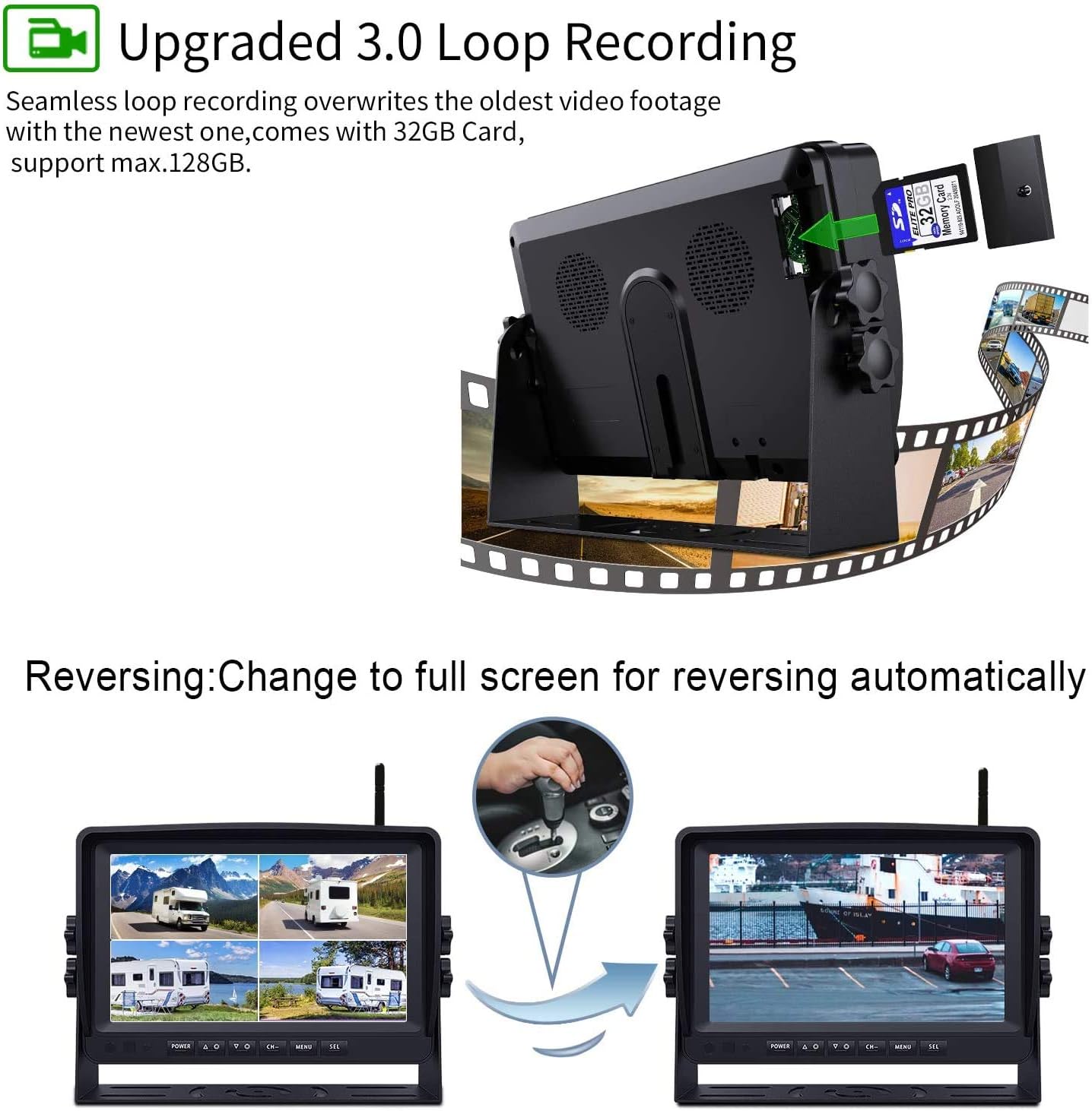 One-Day Sale: Up to 50% Off eRapta Wireless Backup Camera System with Built-in DVR and 1080P 7'' Monitor, 2.0 Stable Digital Wireless Kit 4 Channels Reverse Rear Side View Back up Camera for RV Truck Trailer Pickup (Black) Get Discount 70% Price eRapta Wireless Backup Camera System with Built-in DVR and 1080P 7'' Monitor, 2.0 Stable Digital Wireless Kit 4 Channels Reverse Rear Side View Back up Camera for RV Truck Trailer Pickup (Black)