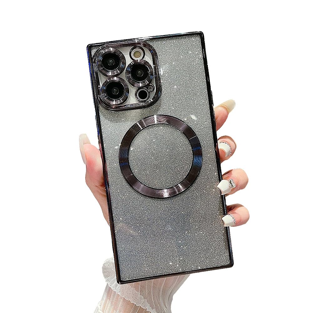 YAOZOCASE for iPhone Case,[Compatible with MagSafe] Luxury Glitter ElectroPlated Bumper Camera Lens Protection Gradient Soft Shockproof Phone Case (