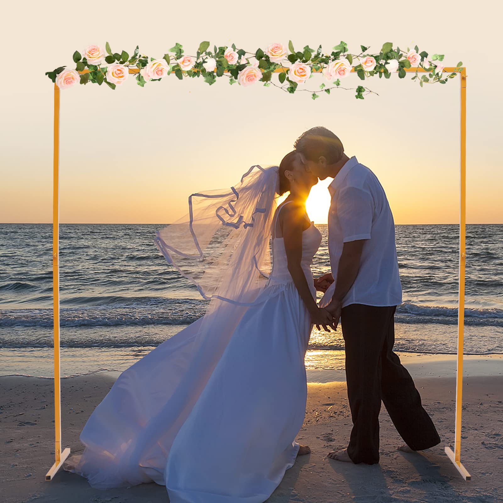 Arco Quadrato Per Matrimonio 2x1,5m – In Ferro Zincato, Giallo, Smontabile E Riutilizzabile Per Feste E Decorazioni