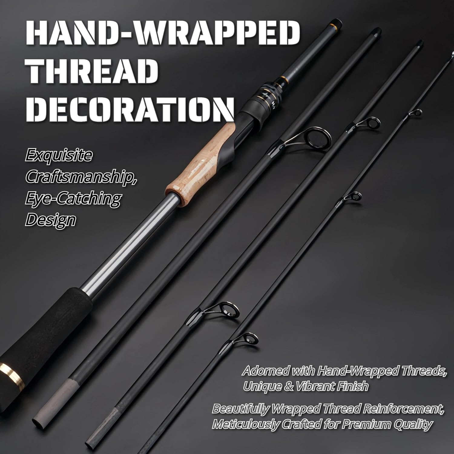 4-Piece Travel Baitcasting Rod – Portable Ultralight Lure Fishing Rod, ML Action, Short Pack Length, Cork Handle, Ceramic Guides for Freshwater & Saltwater