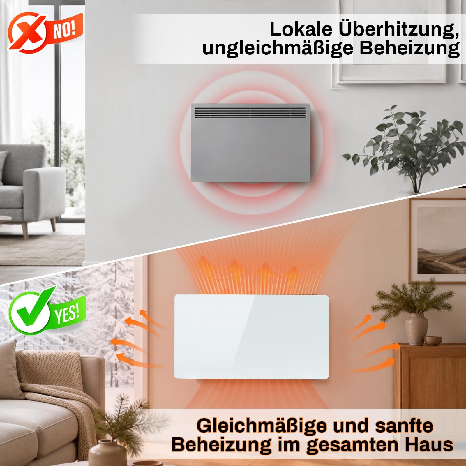 Calentador eléctrico blanco, calentador de convector, radiador