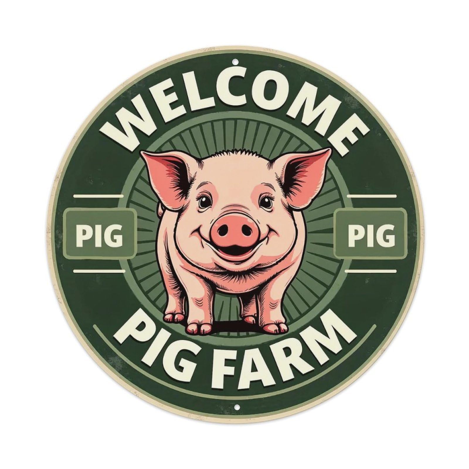 Jdyansheng Vintage Welcome Pig Pig Farm Logo Tin Sign Metal Poster Metal Signs For Home Man Cave Bar Cafe Kitchen Laundry Room Wall Decorations 8X8 Inches