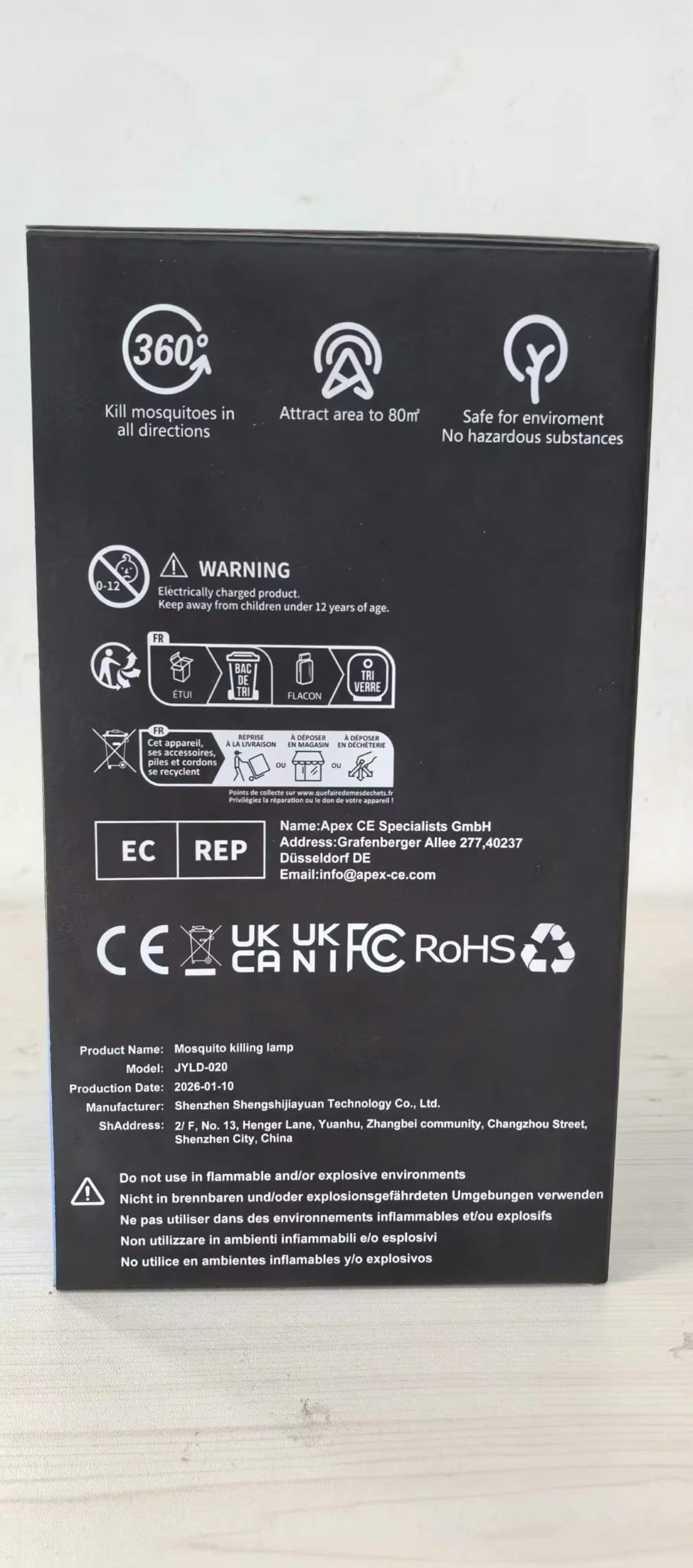 Lampada Antizanzare Blu-nero – copertura fino a 100 m²