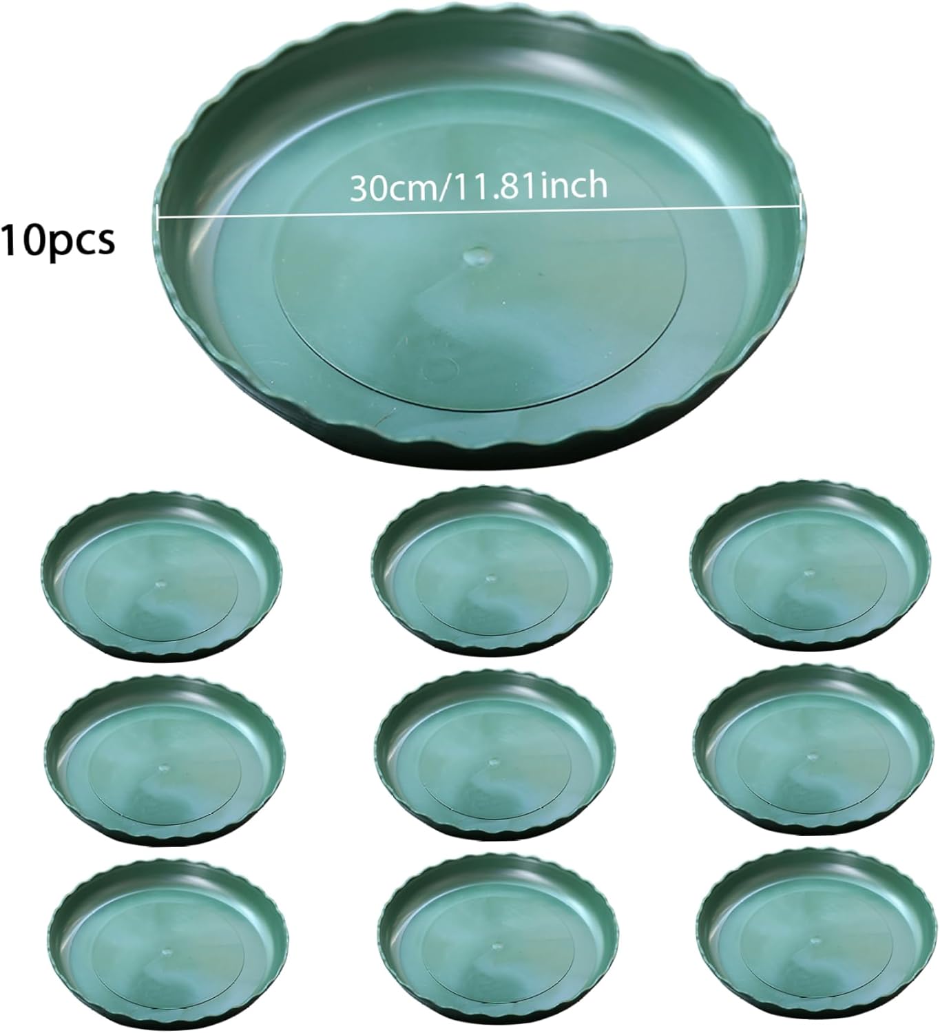 Plastic Plant Saucer 10PCS Wave Plant Saucer, 12inch Plastic Flower Pot Drip Trays, Heavy Duty Trays for Pots, Thick Water Catcher Tray