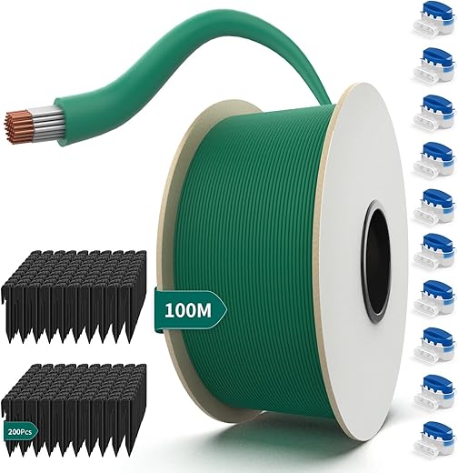 100M Universal Begrenzungskabel für Mähroboter + 300 Erdspieß + 10 Klemmenblöcke, HAUSPROFI Begrenzungskabel für Rasenmäher – Draht aus verzinntem Kupfer – Rasenroboter Zubehör…