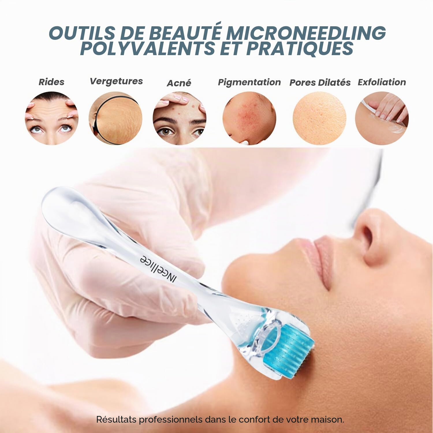 Derma Roller Cheveux Repousse 0,5, Rouleau de Croissance de la Barbe avec 200 Vraies Individuel Aiguilles en Titane, Microneedling Roller pour Visage, Corps et Cuir Chevelu Hommes et Femmes