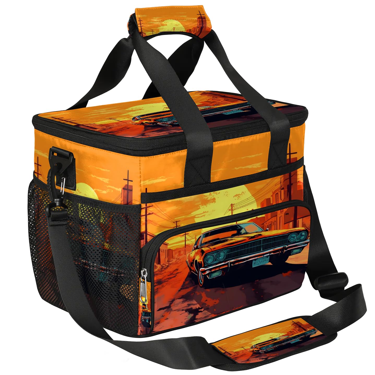 Lunch Box for Men Heavy Duty Insulated Lunch Bag for Women City Sunset Car Lunchbox for Adults Lunch